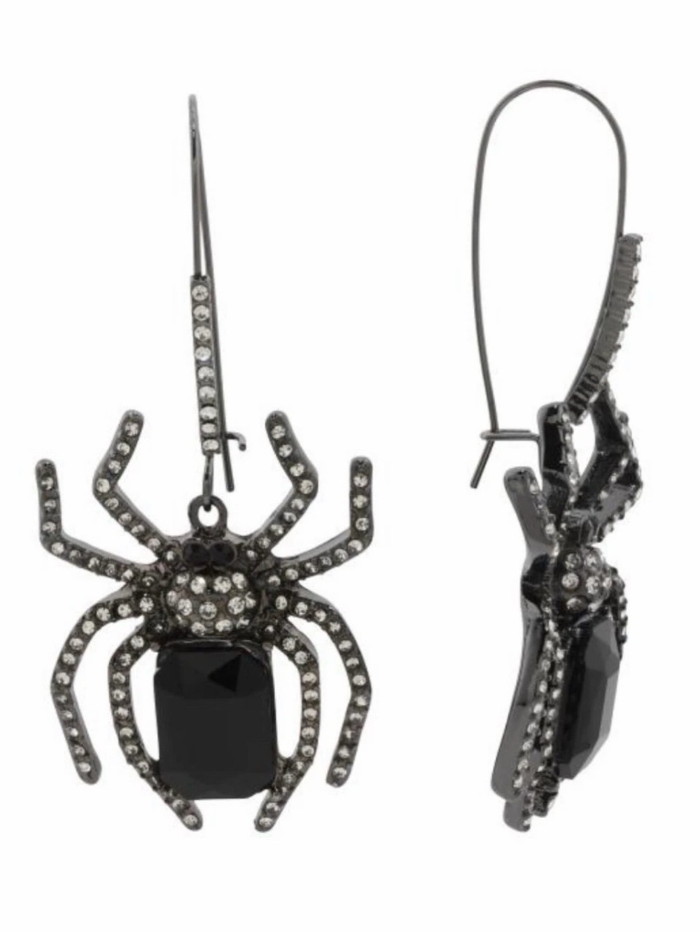 NWT ⚜️🖤⚜️ BETSEY JOHNSON Halloween Black Onyx Crystals Spider Pavé Earrings